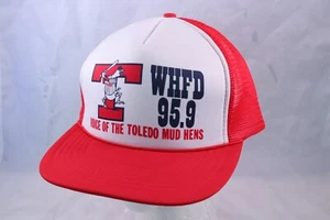 Vintage 1980's WHFD 95.9 Trucker Hat Toledo Muds Hens Radio Station Mesh Foam - Picture 1 of 7