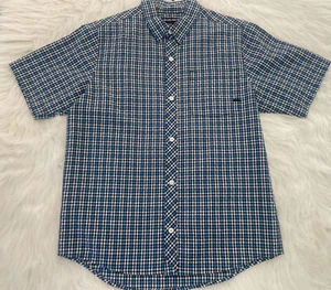 Boys’ Quicksilver short-sleeve button down shirt XL 20 Black Plaid Poly Blend - Picture 1 of 6