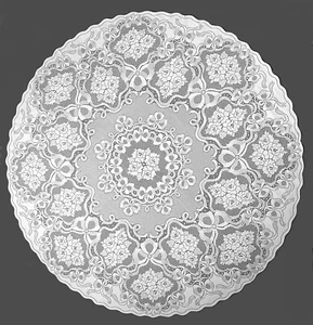 Bows and Roses 70" Round White Lace Tablecloth Diningroom Kitchen Wedding - Picture 1 of 4