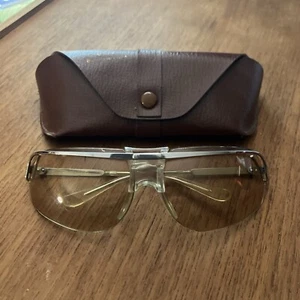 Vintage Baruffaldi Sunglasses W/ case Italy ELVIS Silver Yellow Lens Wrap - Picture 1 of 6