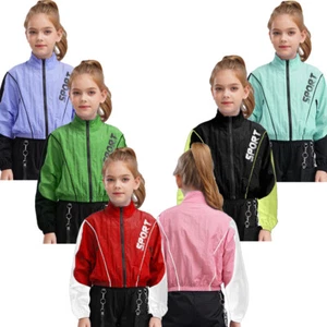 Girls Undershirts Training Jacket Zip Up Sweatshirts Sportwear Blouses Gym Full - Picture 1 of 70