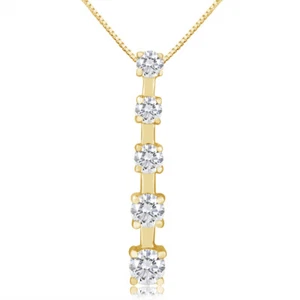 1/2ctw Diamond Five Stone Pendant in 10k Yellow Gold - Picture 1 of 2