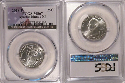 2018 P Apostle Islands NP Quarter 25c PCGS MS67 USA Flag - Image 1 of 2