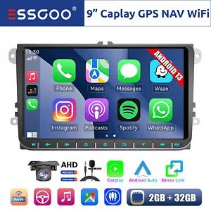 9" Autoradio Carplay Android 13 32G GPS RDS Cam Per VW Golf 5 Polo Caddy Touran - Foto 1 di 16