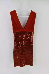 Wow Couture Womens Orange Sequin Dress Size S - Picture 1 of 3