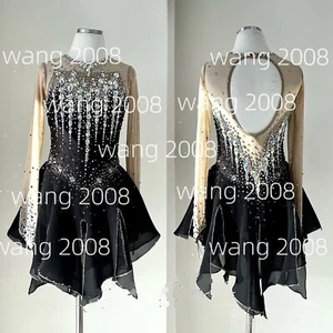 Vestido de Patinaje Artístico Vestido de Patinaje sobre Hielo Competición Moda Negro - Imagen 1 de 6