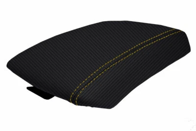 Fits 05-15 Nissan Xterra Carbon Fiber Console Lid Armrest Cover Yellow Stitch - Image 1 of 4