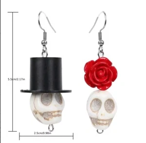 Halloween earrings Skull fashion jewelry NEW Free Shipping 2 Inch - Picture 1 of 1