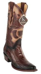 KING EXOTIC BROWN SNIP TOE GENUINE OSTRICH LEG WESTERN COWBOY BOOT EE 94RD0516 - Picture 1 of 3
