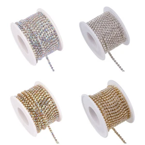 Cadenas de copa de pedrería de 10 yardas/rollo 2,6 mm cadena de garra de recorte costura - Imagen 1 de 19