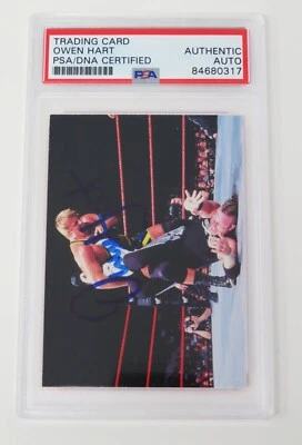 Owen Hart WWF WWE Signed Autograph Auto 1998 DuoCards Comic Images Card # 18 PSA - Image 1 of 4