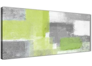Lime Green Grey Bedroom Canvas Accessories - Abstract 1369 - 120cm Print - Picture 1 of 4