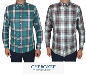 Mens Checked Shirt Casual Pure 100% Cotton Long Sleeve Cherokee S-XL Sale! - Picture 1 of 9