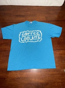 Vintage Dunkin Donuts T-shirt Mens Size Large Blue Coffee Coolatta 90s Coffee - Picture 1 of 6