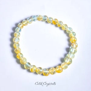 Rutilated Quartz Bracelet 6mm Natural Healing Bracelet Reiki Crystal Bracelet  - Picture 1 of 2