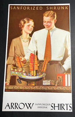 Arrow Shirts Jazz Age Art Deco Flapper Girl Original Ad Folio C1925 Ship Model M - Image 1 of 4