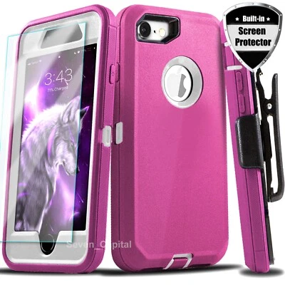 Shockproof Case For iPhone 6 7 8 Plus SE 2 3 Rugged Clip Cover Screen Protector - Image 1 of 4