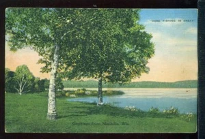 HERE FISHING IS GREAT Greetings from MONTELLO WISCONSIN Vintage 1939 Postcard - Picture 1 of 1
