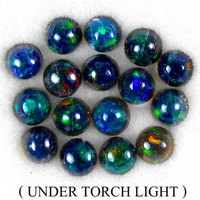 Cabina Redonda AAA Floral Flash Juego de Color Ópalo Negro 16 piezas 3.58ct 4mm Piedra Preciosa Foto 1 de 4