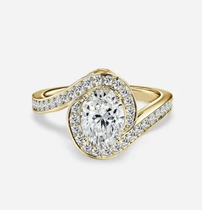 18K Yellow Gold IGI Certified Lab Grown Diamond Engagement Ring 1.90 Ct Oval Cut - Picture 1 of 8