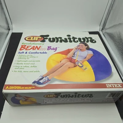 Silla inflable bolsa sin frijoles Intex Air Furniture de colección 1999 azul rojo amarillo nueva de colección Foto 1 de 4