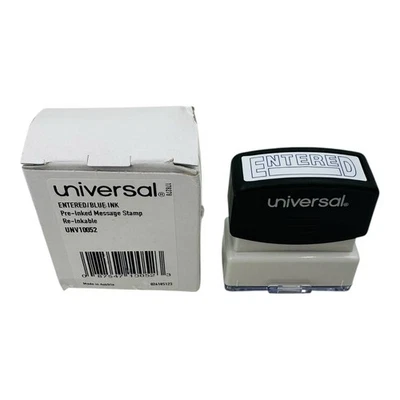 Universal Message Stamp ENTERED Stamper Pre-Inked Blue - Image 1 of 4