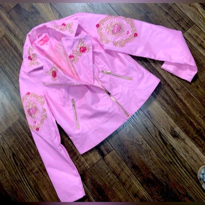 Muñecas Kill Rosa Moto Deslumbrante Bordado Edición Limitada Diamante Chaqueta M Foto 1 de 4