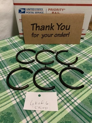 ❤️6 anéis de cortina de ferro forjado fácil deslizamento C loop marrom/preto para haste de 2” - Imagem 1 de 4
