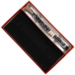 VTG Japanese Obiage & Obijime Set Black Silk Mofuku Formal Occasion Original Box - Picture 1 of 5