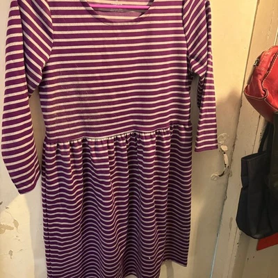 Vestido jersey Lands' End para niñas manga larga cintura reunida Foto 1 de 4