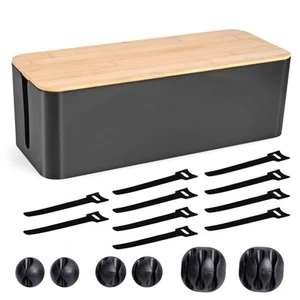 Cable Management Box - Wooden Style Large Cord Organizer to Hide Wires & Powe... - Picture 1 of 7