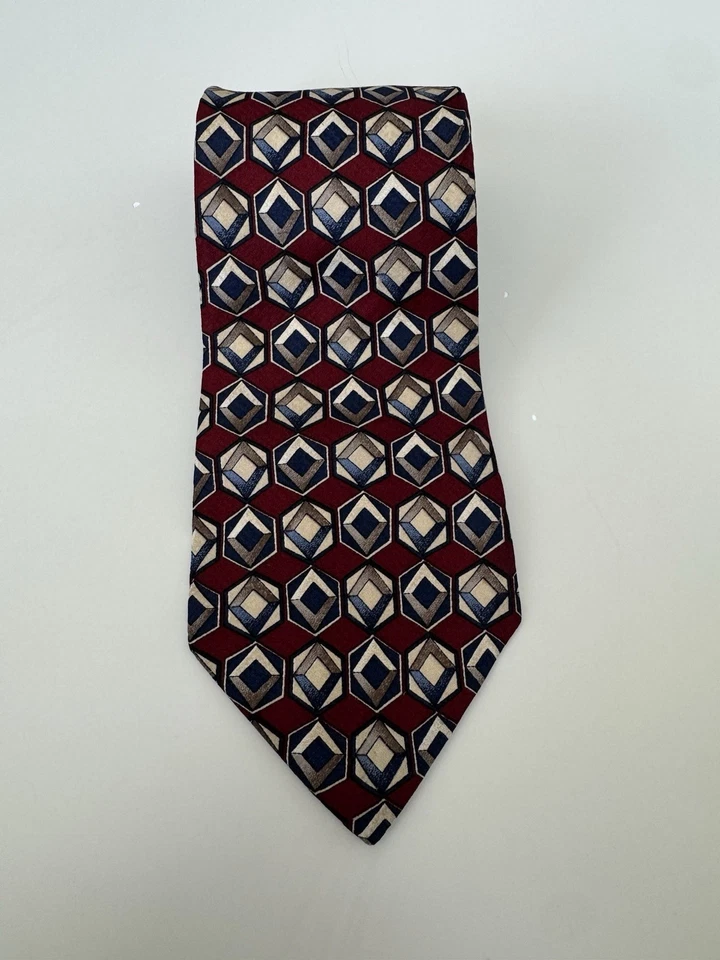 Leonardo мужчин галстук пейсли геометрический черный золотой бордовый красный - Изображение 1 из 4