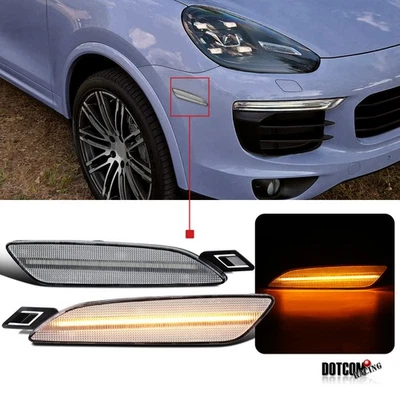 Fit 2015-2018 Porsche Cayenne 958 Front Bumper LED Side Marker Turn Signal Lamps - Image 1 of 4