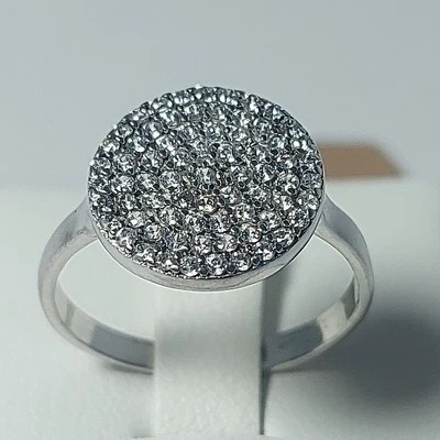 Anello argento 925 donna rodiato bianco pavé zirconi brillanti elegante luminoso - Immagine 1 di 4