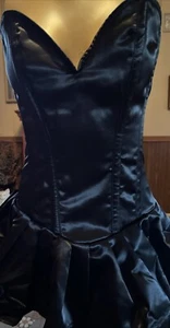 Lace Up Corsets Top Drawer Size M Black Faux Leather Dress Costume Halloween NWT - Picture 1 of 6