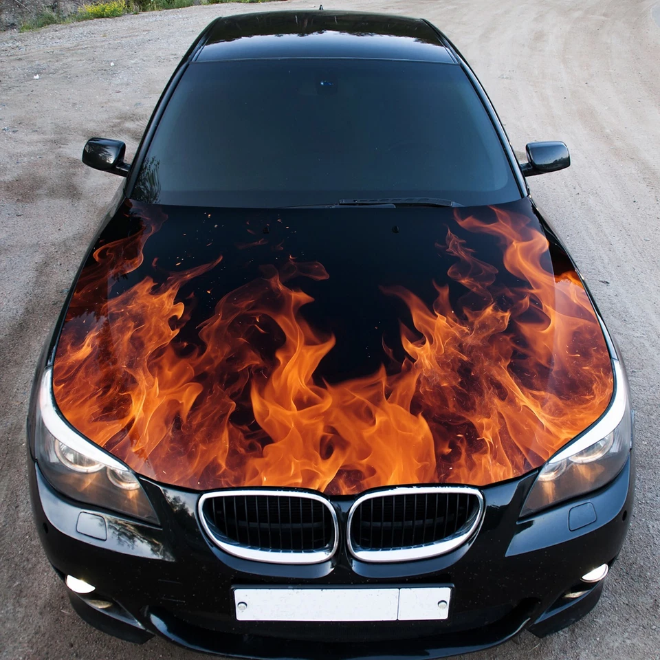 Fire Flames Car Hood Wrap Decal Vinyl Sticker Color Graphic Fit Any Car - Image 1 of 4