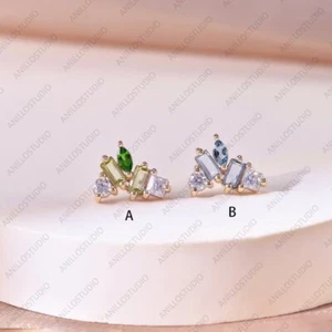Piercing en racimo escalador topacio diópsido marquesa oro 14K/azul suizo/topacio, tragus - Imagen 1 de 9