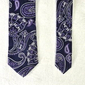 NEW Pronto Uomo 100% Silk Designer Men's Formal Tie Blue Purple Paisley MSRP $49 - Picture 1 of 7