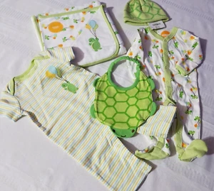 Gymboree Turtley Cute 0-3 Month Romper Sleeper NB Hat Bib Blanket Outfit NWT - Picture 1 of 6