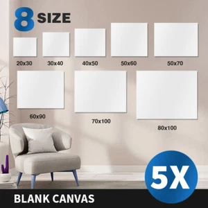 5x Artist Canvas Blank Stretched Canvases Art Large White Range Oil Acrylic Wood - Picture 1 of 10