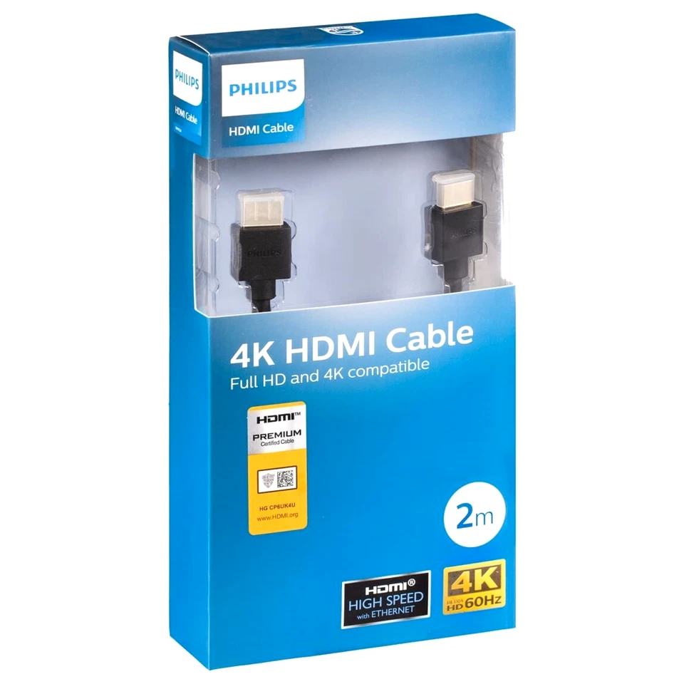 Philips 2 Meter 4K HDMI Cable Ultra High Definition Dynamic HDR 18Gbps Bandwidth - Image 1 of 1