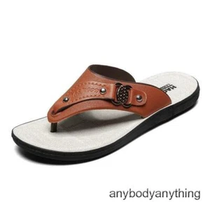 Mens Slippers Flip Flops Summer Flat Heel Casual Sandals Beach Shoes Thongs New - Picture 1 of 23