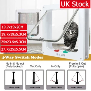 Lockable Pet Door 4 Way Locking Small Medium Large Dog Cat Flap White Frame GB - Picture 1 of 16
