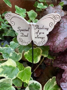 Dad Butterfly Stick - Memorial Tribute Spike - Remembrance Stake Plaque - Picture 1 of 1