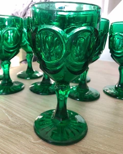 Antique EAPG Emerald Deep Green Glass Crystal Wine Large Goblet Sandwich x12 JOB - Picture 1 of 4