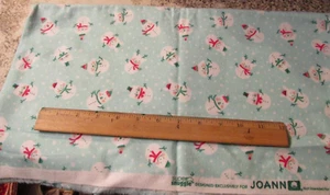 1 Yards x 42"  Vintage Flannel Fabric Quilts Joann Kitty Dog Snowman - Picture 1 of 5