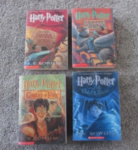 LOT OF 4 Paperback HARRY POTTER BOOKS BY J K ROWLING  #2, #3, #4 & #5, Preowned - Picture 1 of 5