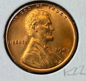 1945 D Lincoln 1¢ Red BU K22 - Imagen 1 de 2
