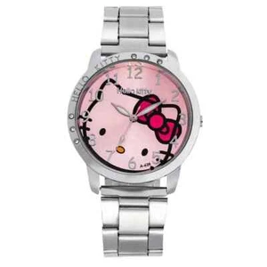 Sanrio Hello Kitty Quartz Watch Stainless Steel Silver Women/Girls Pink New - Picture 1 of 4