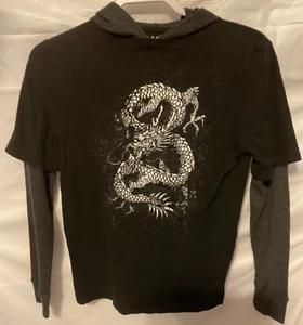 Boys Helix long sleeve hooded Black shirt Size Medium F12 - Picture 1 of 7